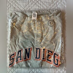 San Diego Padres Tony Gwynn #19 throwback Henley Size Adult Large. New in Bag